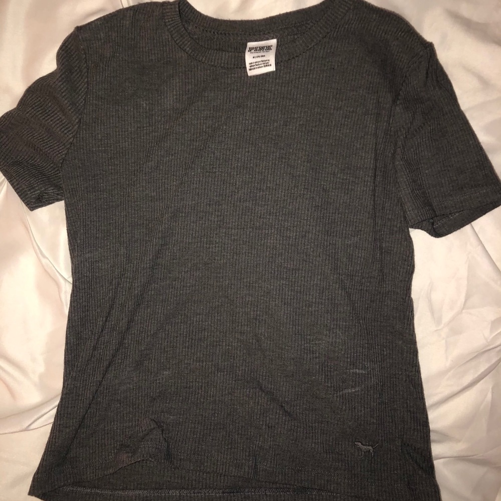 PINK grey cropped T-shirt